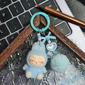 New mini flocked have a seat labubu keychain